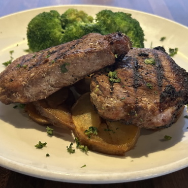 Chef’s Entree  – Spice Rubbed Pork Loin Chops